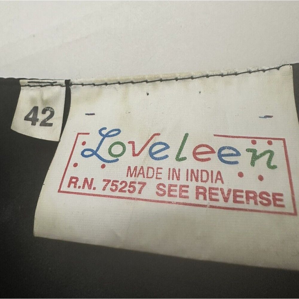 Vintage Loveleen‎ India 100% Silk Dress Black Gold Embroidery Size 42 - Picture 11 of 12